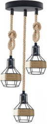 Ceiling Light Fitting 3 Way Hemp Rope Lampshades With 1M Adjustable Hanging Pendant Lamp
