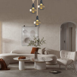Ceiling Light Fitting 3 Way Hemp Rope Lampshades With 1M Adjustable Hanging Pendant Lamp - thumbnail 2