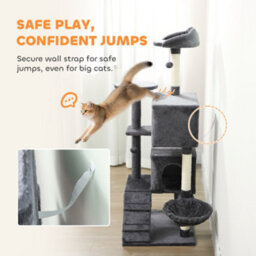 Pawhut 160Cm Cat Tree Tower With Sisal Scratching Posts, Condos, Dark Grey - thumbnail 6