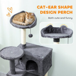 Pawhut 160Cm Cat Tree Tower With Sisal Scratching Posts, Condos, Dark Grey - thumbnail 5