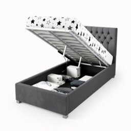 Rest Relax Mia Solo Ottoman Bed Plush Velvet Steel Grey - Single 3Ft - thumbnail 6