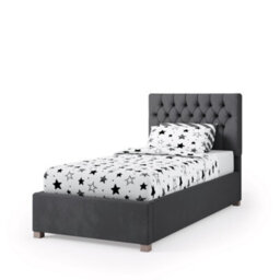 Rest Relax Mia Solo Ottoman Bed Plush Velvet Steel Grey - Single 3Ft - thumbnail 4