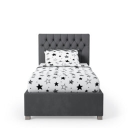 Rest Relax Mia Solo Ottoman Bed Plush Velvet Steel Grey - Single 3Ft - thumbnail 3