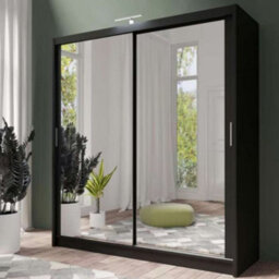 Arte Modern Black Matt 203Cm Sliding Wardrobe - Sleek Design Meets Practical Storage - thumbnail 1