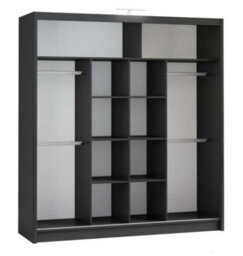 Arte Modern Black Matt 203Cm Sliding Wardrobe - Sleek Design Meets Practical Storage - thumbnail 3