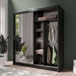 Arte Modern Black Matt 203Cm Sliding Wardrobe - Sleek Design Meets Practical Storage - thumbnail 2