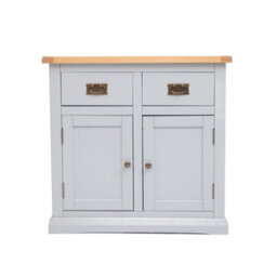 Cabinet Bits Loreo Light Grey 2 Drawer 2 Door Sideboard Brass Drop Handle - thumbnail 1