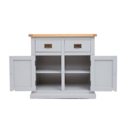 Cabinet Bits Loreo Light Grey 2 Drawer 2 Door Sideboard Brass Drop Handle - thumbnail 4