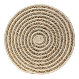 Leaf & Loom Set Of 2 Cream Seagrass & Polyester Swirl Mats - thumbnail 2