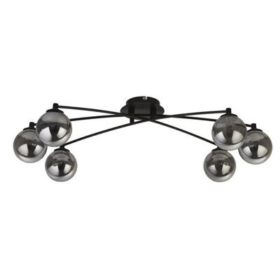 Pagazzi Lighting Pagazzi Navarro Flush 6 Light Black Ceiling Light With Smoked Glass - image 1