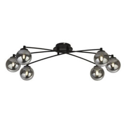 Pagazzi Lighting Pagazzi Navarro Flush 6 Light Black Ceiling Light With Smoked Glass - thumbnail 2