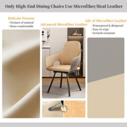 Fativo 2 X Rotatable Dining Chairs Padded Two-Tone Microfiber Leather Upholstered Seat, Khaki+Grey - thumbnail 6