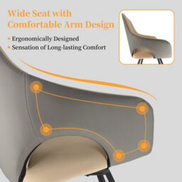 Fativo 2 X Rotatable Dining Chairs Padded Two-Tone Microfiber Leather Upholstered Seat, Khaki+Grey - thumbnail 4