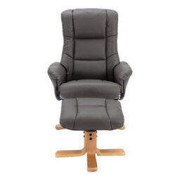 Morris Living The Cairo - Swivel Recliner Chair & Matching Footstool In Cinder Faux Leather - thumbnail 3