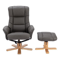 Morris Living The Cairo - Swivel Recliner Chair & Matching Footstool In Cinder Faux Leather - thumbnail 2