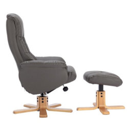 Morris Living The Cairo - Swivel Recliner Chair & Matching Footstool In Cinder Faux Leather - thumbnail 7