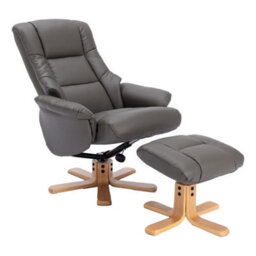 Morris Living The Cairo - Swivel Recliner Chair & Matching Footstool In Cinder Faux Leather - thumbnail 5