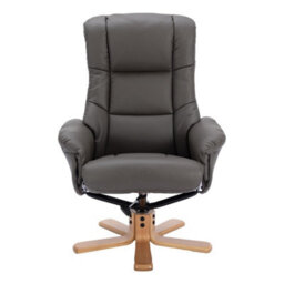 Morris Living The Cairo - Swivel Recliner Chair & Matching Footstool In Cinder Faux Leather - thumbnail 4