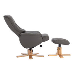 Morris Living The Cairo - Swivel Recliner Chair & Matching Footstool In Cinder Faux Leather - thumbnail 8