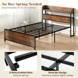 Double Size Platform Bed With Storage Headboard - thumbnail 5