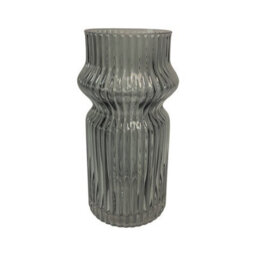 Straits Small Grey Tint Ribbed Flower Vase 20.5Cm