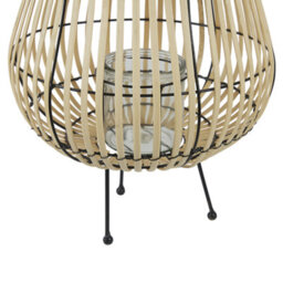 Beliani Lantern 44Cm Light Brown Willow Wood Candle Holder For Boho Living Room - thumbnail 5