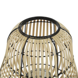Beliani Lantern 44Cm Light Brown Willow Wood Candle Holder For Boho Living Room - thumbnail 4