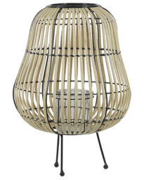 Beliani Lantern 44Cm Light Brown Willow Wood Candle Holder For Boho Living Room - thumbnail 1