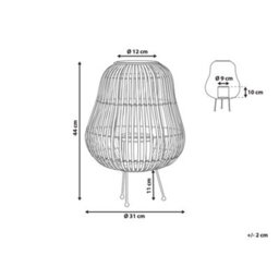 Beliani Lantern 44Cm Light Brown Willow Wood Candle Holder For Boho Living Room - thumbnail 3