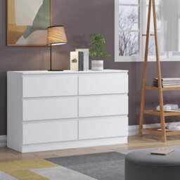 Fwstyle Carlton White 6 Drawer Chest Of Drawers Scratch Resistant (H) 77 (W) 110 (D) 40Cm - thumbnail 1