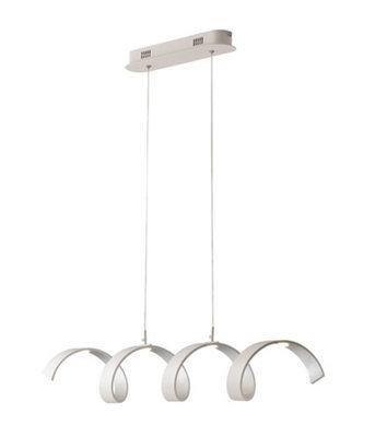Luminosa Lighting Luminosa Helix Led Swirl Pendant Ceiling Light White, Silver 1600Lm 3000K 80X13.5Cm