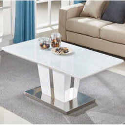 Furniture in Fashion Memphis High Gloss Coffee Table In White With Glass Top
