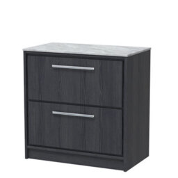 Hudson Reed Lille Floor Standing 2 Drawer Countertop Vanity & Marble Worktop, Graphite Woodgrain, 810 X 460 mm