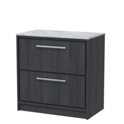 Hudson Reed Lille Floor Standing 2 Drawer Countertop Vanity & Marble Worktop, Graphite Woodgrain, 810 X 460 mm - thumbnail 2