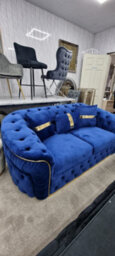 Ambassador Navy & Gold Plush Velvet 3 & 2 Seater - thumbnail 2