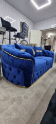 Ambassador Navy & Gold Plush Velvet 3 & 2 Seater - thumbnail 1