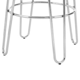 Orsina Versatile Chrome Metal And Black Faux Fur Bar Stool, Hairpin Round Stool, Plush Stool For Kitchen Counter - thumbnail 5