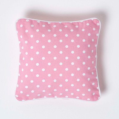 Homescapes Cotton Pink Polka Dots Cushion Cover, 30 X 30 Cm - image 1