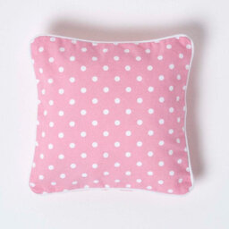 Homescapes Cotton Pink Polka Dots Cushion Cover, 30 X 30 Cm - thumbnail 1