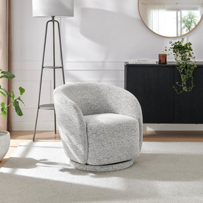 Furniturebox Uk Romilly Grey Fabric Swivel Accent Tub Chair - image 1
