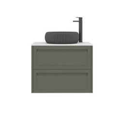 Royal Bathrooms Royal Bathroom Elmore 700mm Matt Green Wall Mounted Countertop Bathroom Vanity Unit 2 Drawer With Milan Black Basin - thumbnail 7