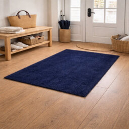 Uetian Luxury Navy Blue Shaggy Rug With Deep 5Cm Pile For Living Room And Bedroom (80 X  150)