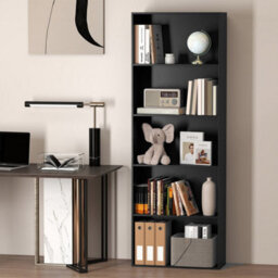 Black 5Tier Bookshelf Open Bookcase Freestanding Display Shelf For Living Room - thumbnail 4