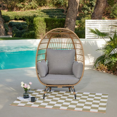 Home Detail Antalya Egg Chair With Grey Cushions, Natural - image 1