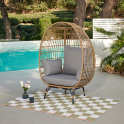 Home Detail Antalya Egg Chair With Grey Cushions, Natural - thumbnail 2