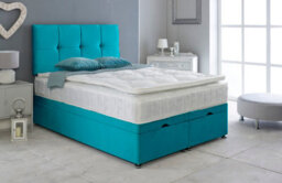 Adore Designs Deluxe Plush Velvet Ottoman Storage Bed, With Pillow Top Mattress - 5Ft Kingsize - Mallard - thumbnail 1