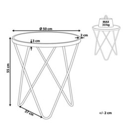 Beliani Side Table Meridian Tempered Glass Marble/ Silver - thumbnail 3