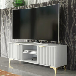 Tide Crest Tv Unit 120Cm Gold White With Fluted Wave Doors - Creative Furniture - thumbnail 5