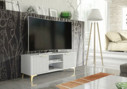 Tide Crest Tv Unit 120Cm Gold White With Fluted Wave Doors - Creative Furniture - thumbnail 8