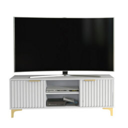 Tide Crest Tv Unit 120Cm Gold White With Fluted Wave Doors - Creative Furniture - thumbnail 9